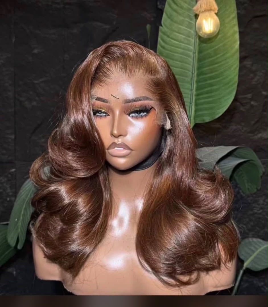 Brown human hair Body Wave Wig